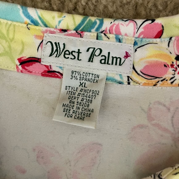 Vintage West Palm City/Floral Print Jean Jacket Size XL - Picture 2 of 6